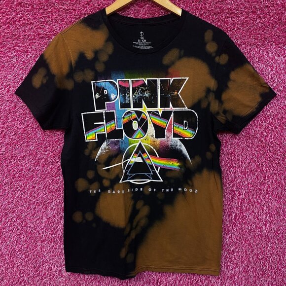 Pink Floyd the Dark Side of the Moon Bleach Dye Rock Tshirt size Small - Picture 1 of 4